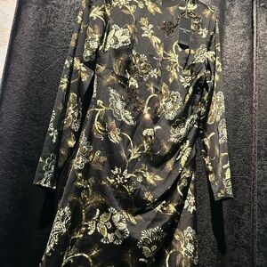 Guess by Marciano Elegant Black and Gold Floral Dress